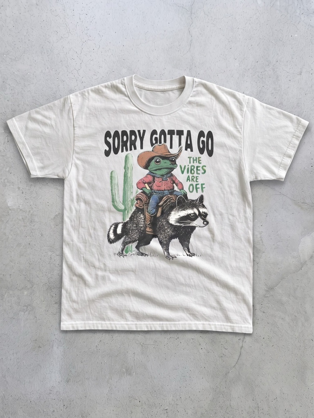 Gildan Cowboy Frog Raccoon White Tee
